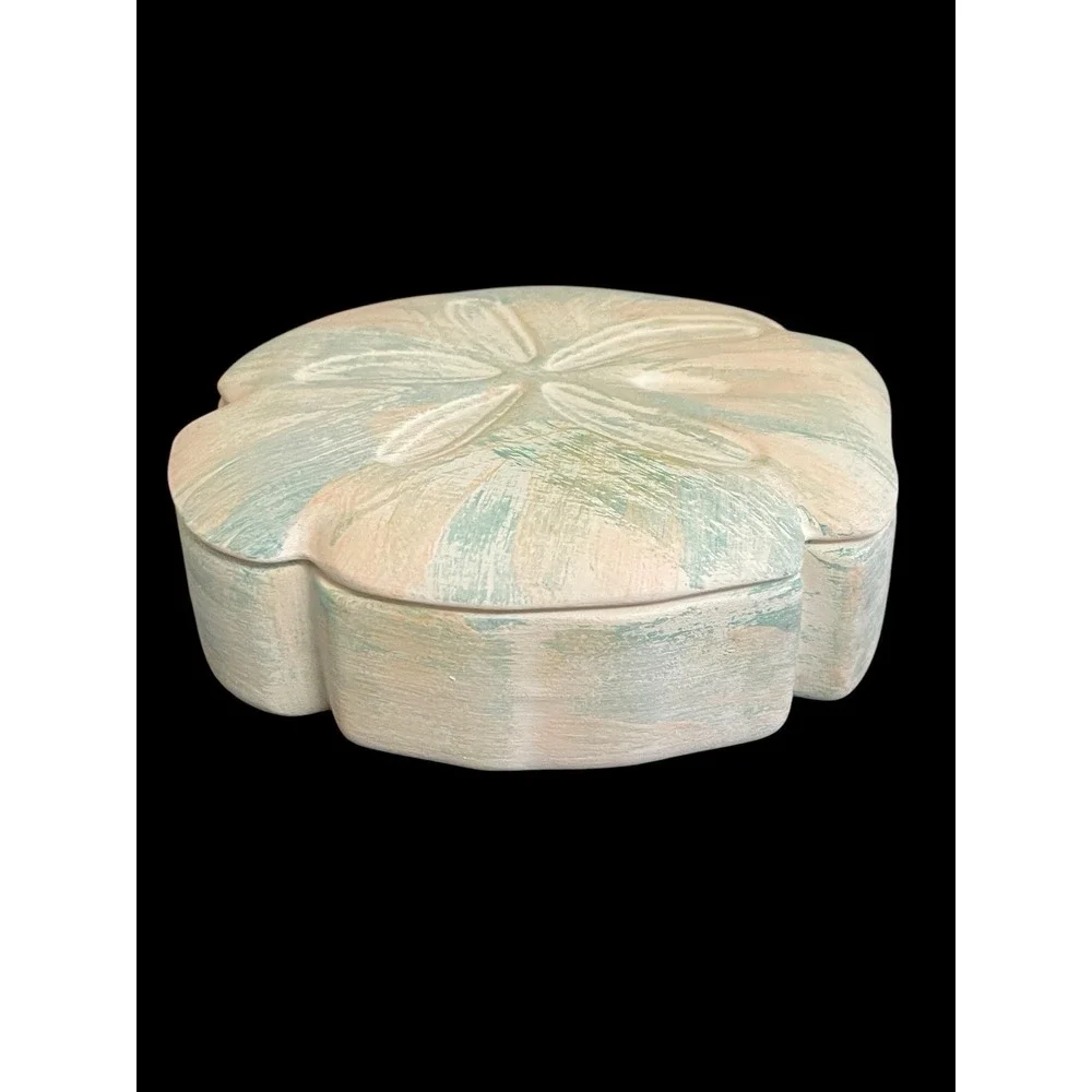 Sand Dollar Trinket Box Home Decor Small Pastel Multicolor